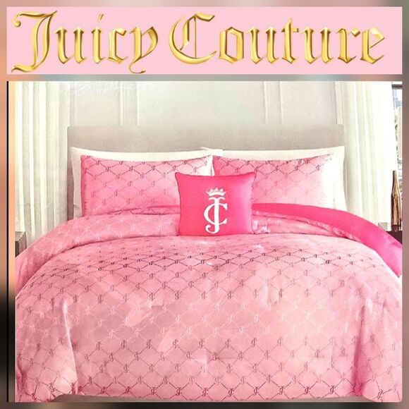 Juicy Couture Home Cristal Collection JC Logo 4-PC Satin Bed Set - Picture 1 of 6